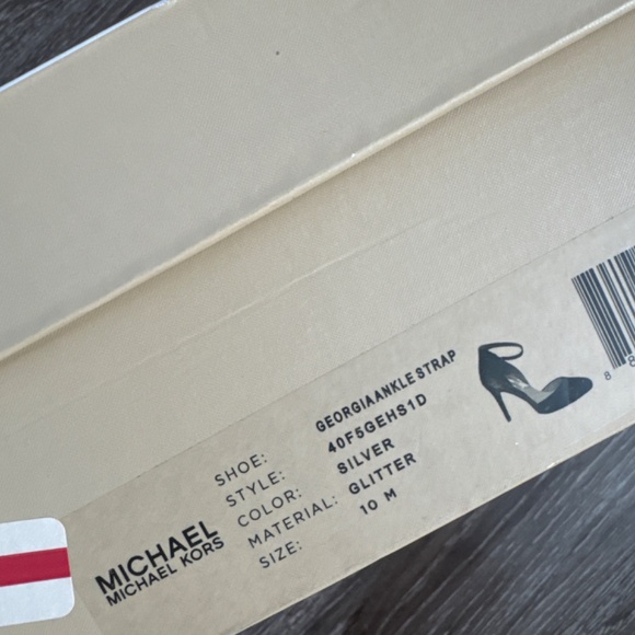 Michael Kors Silver Georgia Ankle Strap Glitter Heel Women’s 10 - Picture 8 of 8